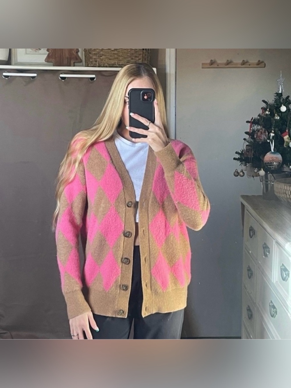 J.Crew Argyle V-neck cardigan sweater in Supersoft yarn size small retail $175 - Picture 11 of 13